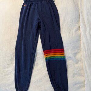 Aviator Nation navy rainbow sweatpants EUC, Small, joggers